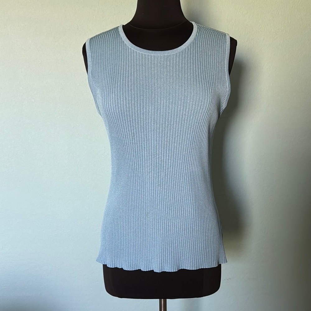 Light Blue Sleeveless Ribbed Top